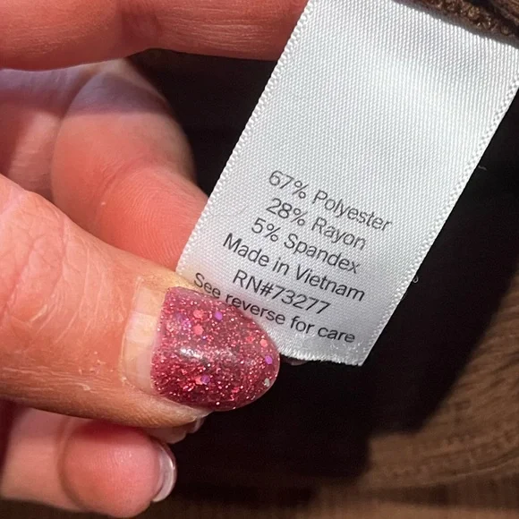 SO Womens High Rise Flare Pants Ribbed Drawcord Waist Stretch Brown Size M - Picture 8 of 8